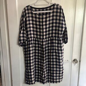 gingham linen dress